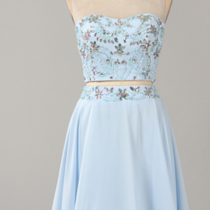 Mist Blue Low Back Homecoming Dres..