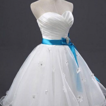 The White Homecoming Dress, With The Sky-blue Belt..