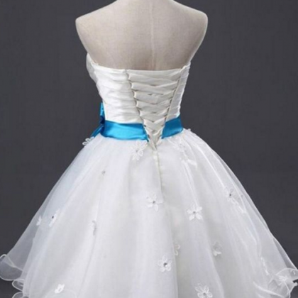 The White Homecoming Dress, With The Sky-blue Belt..