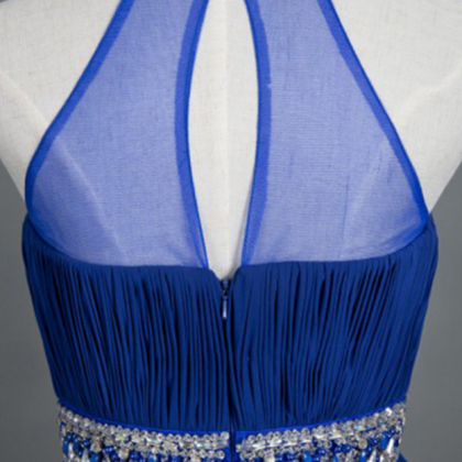 Blue And Fake Diamond Neck In A Homecoming Dress