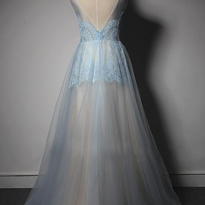 Light Sky Blue A-line Prom Dress,long Evening..