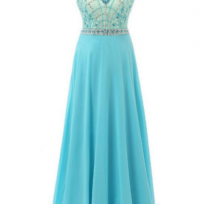 ,light Blue Prom Dress,chiffon Prom Gown,prom..