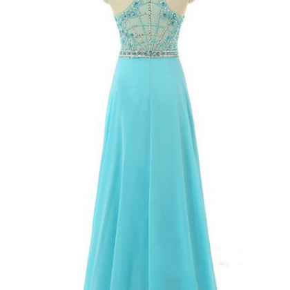 ,light Blue Prom Dress,chiffon Prom Gown,prom..