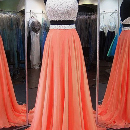 Orange Homecoming Dresses, Perfect A-line Halter..