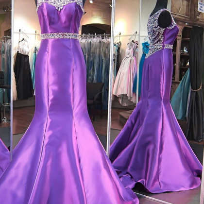 Purple Soft Mermaid Prom Dress -crystals On..