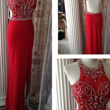 Red Prom Dresses,open Back , Sparkle Party..