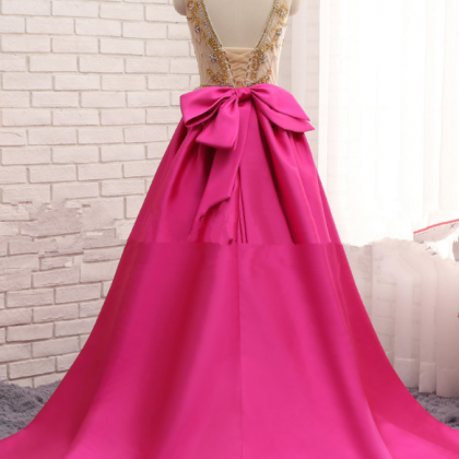 Pink Satin Gown With A Sexy Evening Gown And..