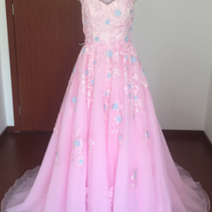 Real Picture Prom Dresses, Pink Prom Dresses, Pink..