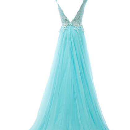 , Blue Prom Dress, Tulle Prom Dress, Off Shoulder..