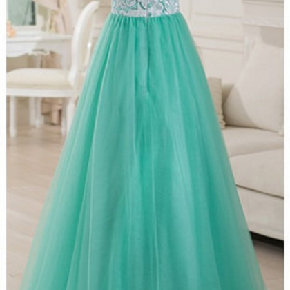 With Lace Top,prom Dresses Long,mint Tulle Prom..