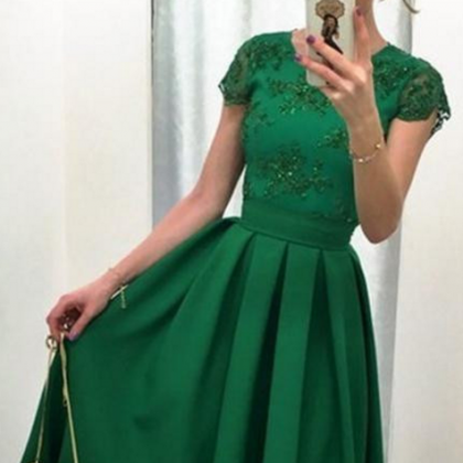 Green Knee-length Prom Dress,a-line Short Prom..