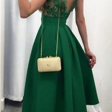 Green Knee-length Prom Dress,a-line Short Prom..