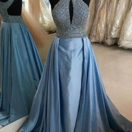 Halter Prom Dresses With Train Women Engagement..