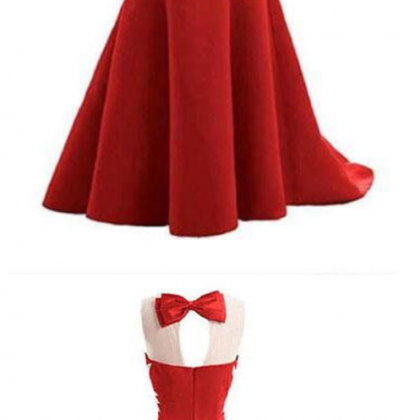 Red Mermaid Sleeveless Prom Dress With Appliques,..