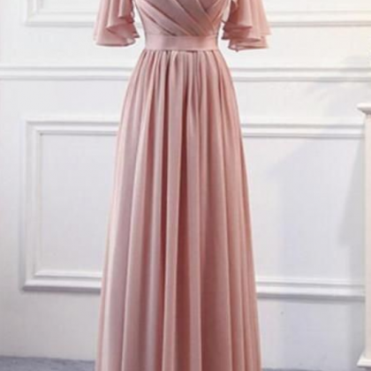 Pink Chiffon Bridesmaid Dresses , Long Formal..