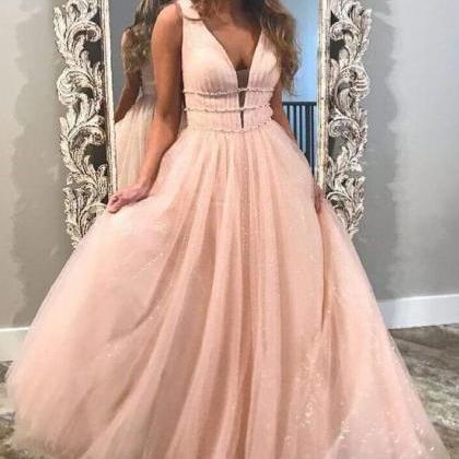 Light Sky Sparkly Prom Dress With Beading,..