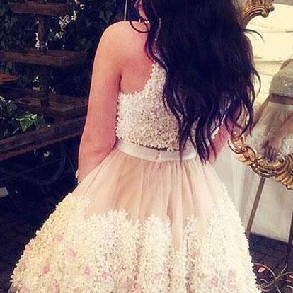 Two Pieces Tulle Appliques Sleeveless Homecoming..