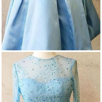 Two Pieces Long Sleeves Homecoming Dresses,lace..