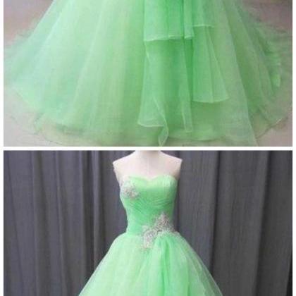 Apple Green Sweetheart Sleeveless Long Prom..