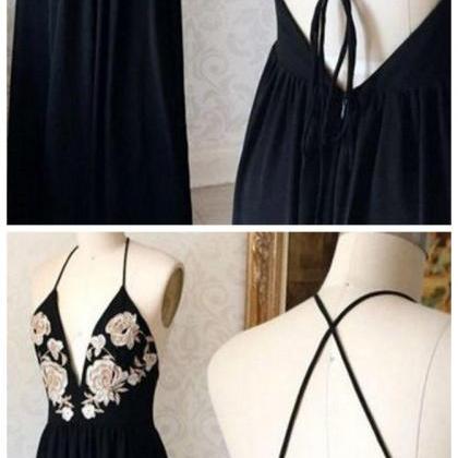Black Prom Dresses Spaghetti Straps A Line..