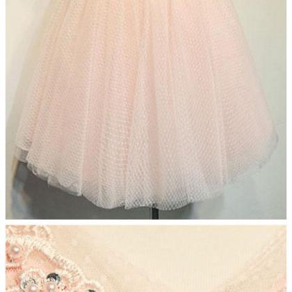 Cute V Neck Lace Short Prom Dress, Homecoming..
