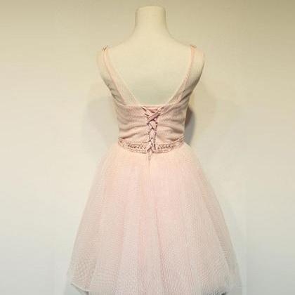 Cute V Neck Lace Short Prom Dress, Homecoming..