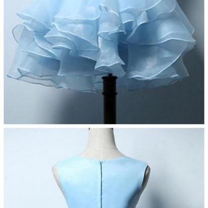 Blue A Line Short Prom Dress, Blue Evening Dress
