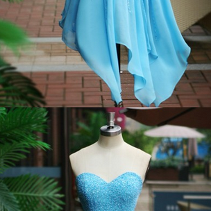 Blue Prom Dress,short Prom Dress,beaded Prom..