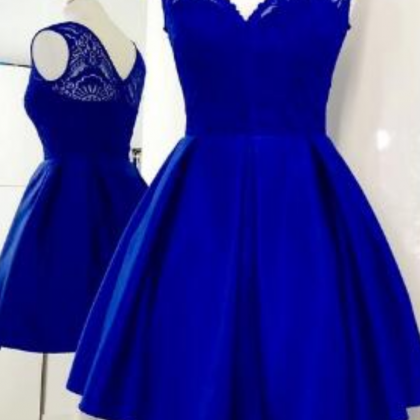 Royal Blue Satin Prom Dress,short Homecoming Dress..