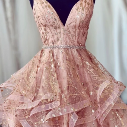 Unique Pink Tulle Short Dress, Pink Tulle..