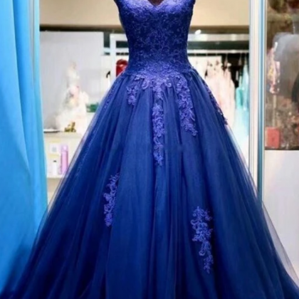Prom Dress,tulle Evening Dresses,appliques Prom..