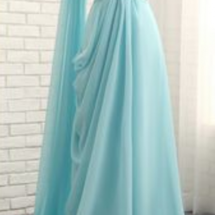 Turquoise Evening Dresses A-line One-shoulder..