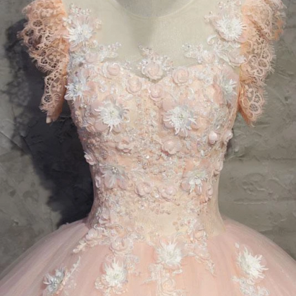 Pink Tulle with Lace Straps Long Party Dress, Pink Tulle Prom Dress Evening Dress main image 1