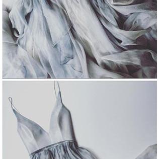 Custom Made Gray Prom Dress,sexy Spaghetti Straps..