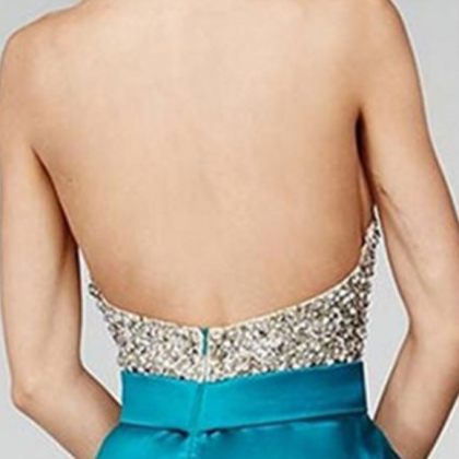 Cute Round Neck Sequin Backless Green Short Prom..