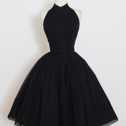 Vintage Little Black Homecoming Dress, Short Black..