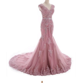 Simple Pink Prom Gown,vintage Prom Gowns,elegant..