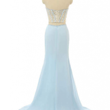 Steel Blue Chiffon Boho Bridesmaid Dress,..