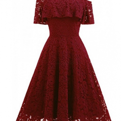 Elegant Lace Burgundy Dress, Navy Lace Homecoming..