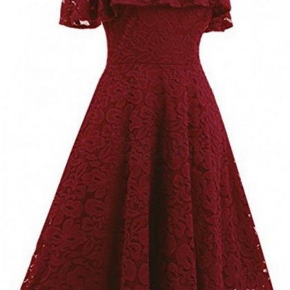 Elegant Lace Burgundy Dress, Navy Lace Homecoming..