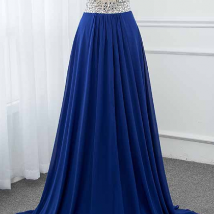 Ruby Outfit Royal Blue Crystals Long Prom Dresses..