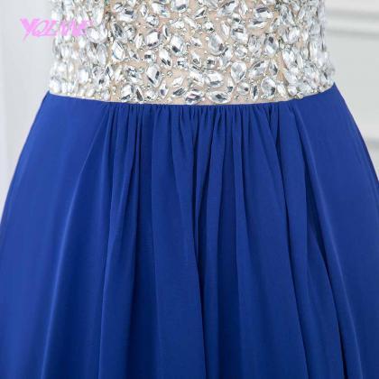 Ruby Outfit Royal Blue Crystals Long Prom Dresses..