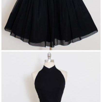 Ruby Outfit Vintage Short Black Halter Prom Dress..
