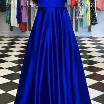 Royal Blue Long Prom Dress Custom-made School..