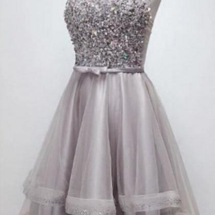 Sparkly Halter Sequins Bodice High-low Prom Dress..