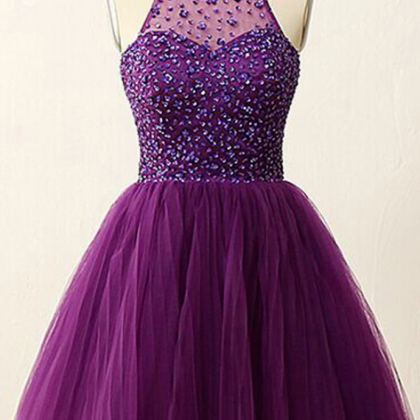 A-line Homecoming Dresses,purple Homecoming..