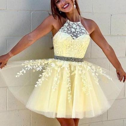 Pink Tulle Short Prom Dresses With..