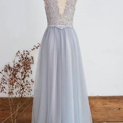 Lace Bridesmaid Dress Dusty Grey Wedding Party..
