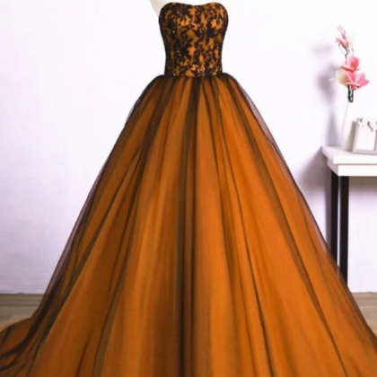 Tulle A-line Ball Gown Sweet 16 Party Dress, Long..