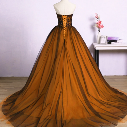 Tulle A-line Ball Gown Sweet 16 Party Dress, Long..